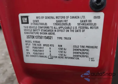 2006 GMC Sierra 1500 Sle2 из США, поврежденный, VIN 2GTEK13T561154521